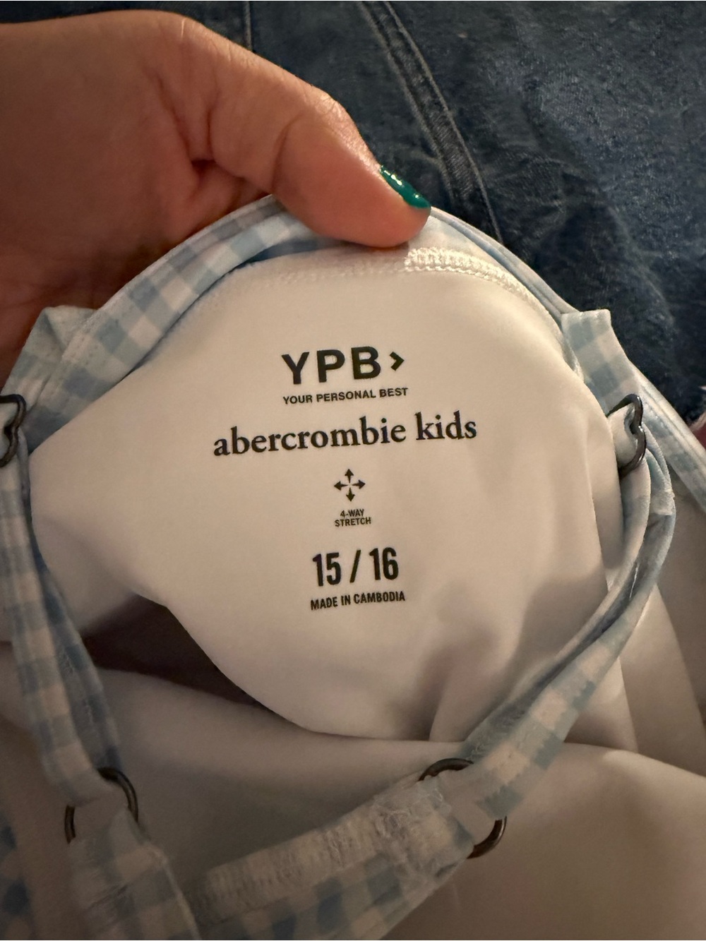 abercrombie kids Light Blue Gingham Halter Dress - Picture 3 of 4
